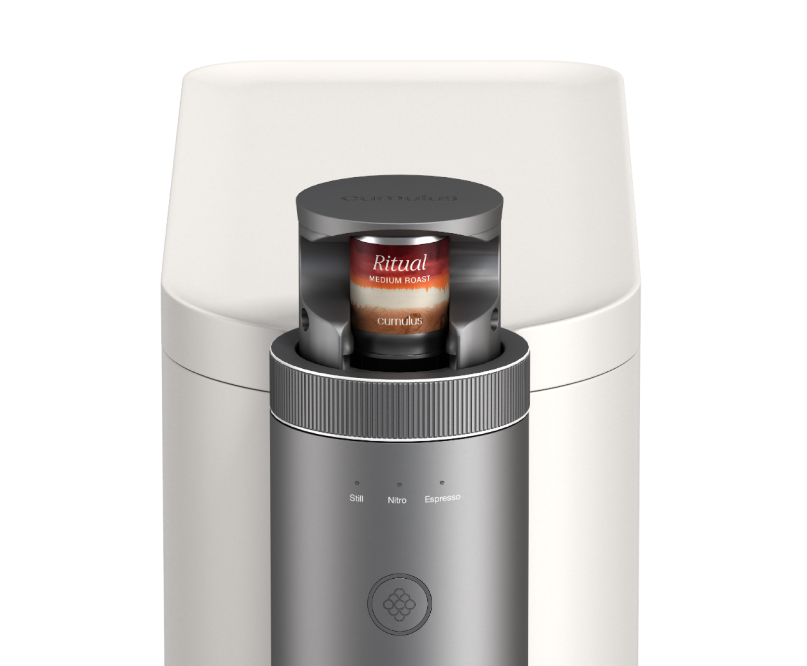 The top of the Cumulus machine with a Ritual medium roast coffee capsule inserted