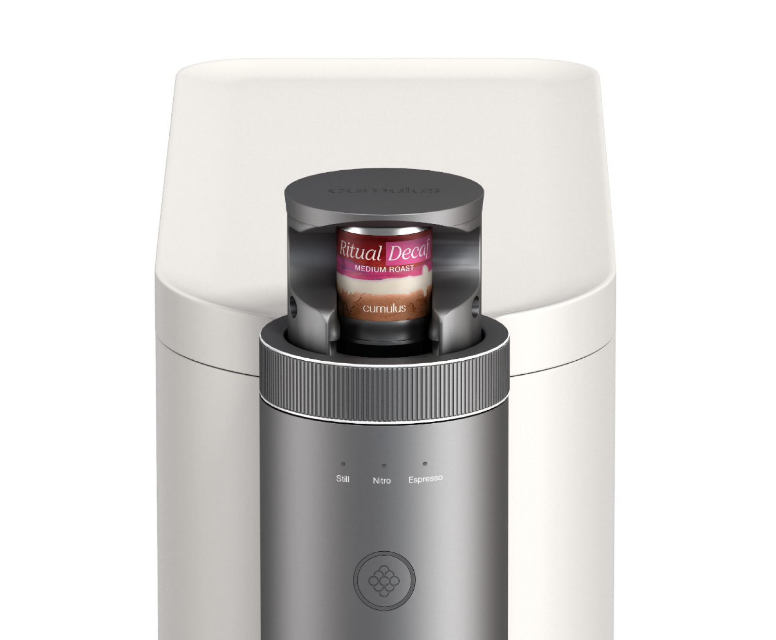 The top of the Cumulus machine with a Ritual decaf medium roast capsule inserted